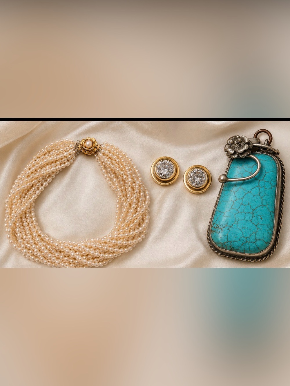 Fine Jewlery bundle. Priced to sell! Diamond 14k earrings, turquoise, pearls.
